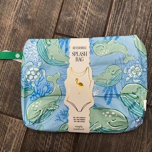 Simply Southern Reversible Splash Bag - Blue and Green Whales